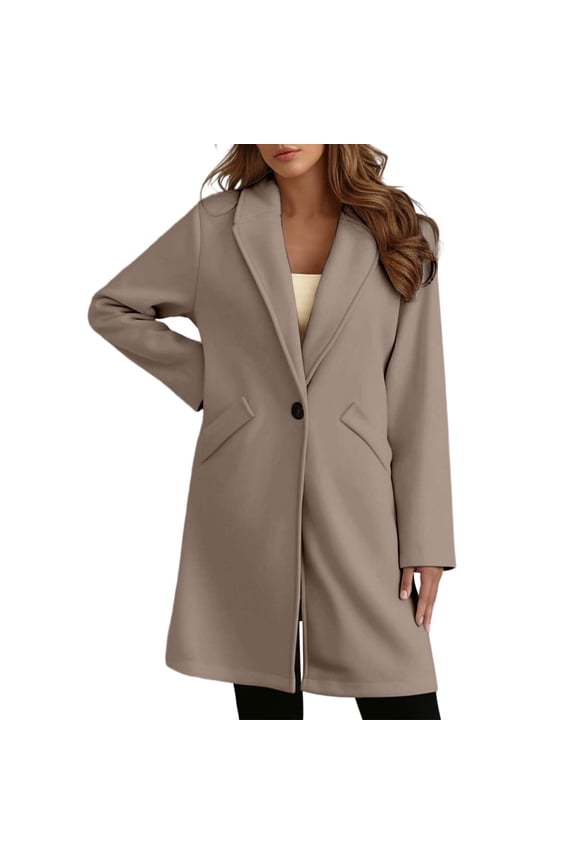 Womens Blazer,Sweater Blazer,Elegant Wool Blend Longline Notch Lapel Tailored formal Coat Jacket Outerwear for Style - Light Yellow