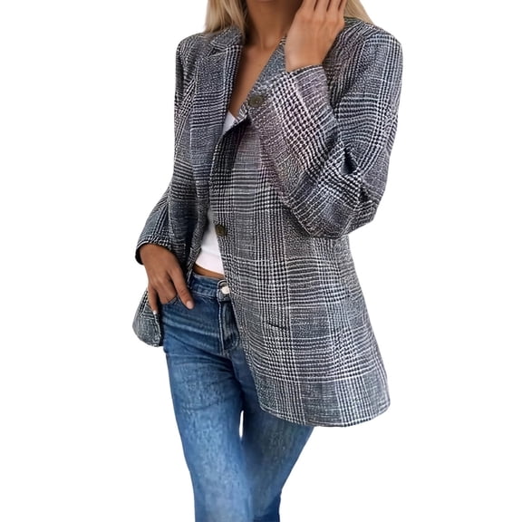 sususu Womens Blazer,Women Blazer,Contemporary Everyday Loose Fit Casual Comfortable Suit Jacket for Spring Summer Autumn Seasons - Blue