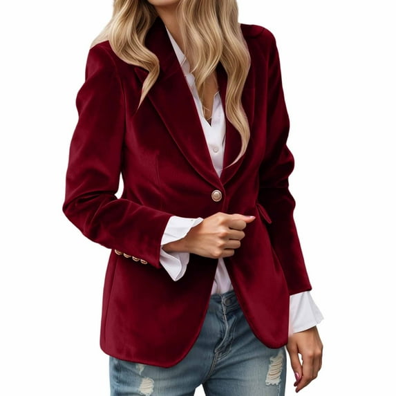 sususu Womens Blazer,Women Jackets Fall,Elegant Modern Tailored Fit Long Sleeve Notch Lapel Solid Color for Business formal Attire And Wear - RD1