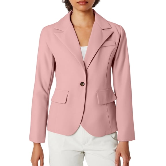 sususu Womens Blazers Casual,Womens Blazer Jacket,Elegant Long Sleeve Solid Cardigan for Suit Jackets with Comfortable Stretch Fabric and Modern Tailored Fit - Pink