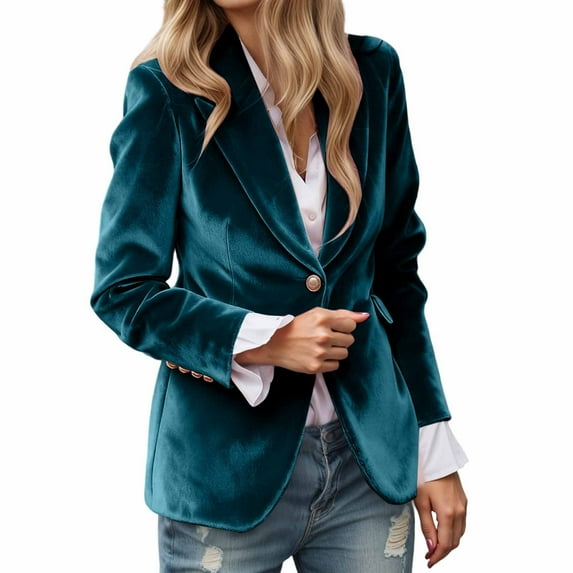 sususu Womens Blazers Dressy Casual,Lightweight Blazer for Women,Elegant Modern Tailored Fit Long Sleeve Notch Lapel Solid Color for Business formal Attire And Wear - Sky Blue