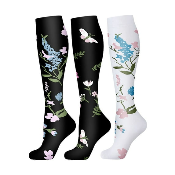 sususu Womens Boot Socks Size 9-11,Women'S Fashion Home Casual Sports Socks Calf Socks Stretch Compression Flower Print Stockings