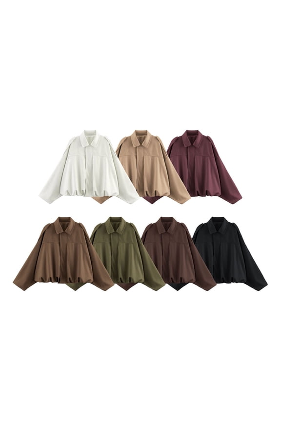 Womens Suede Bomber Jacket Casual Lapel Pilot Cropped Coat Oversized Motorcycle Jackets 2026 Outerwear M