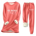 thumbnail image 1 of sususu Womens Lounge Set,Lounge Set Women's Winter Thermal Trousers Suit Lined Printed Pants Set For Cold Weather Comfort And Warmth - Watermelon Red, 1 of 3
