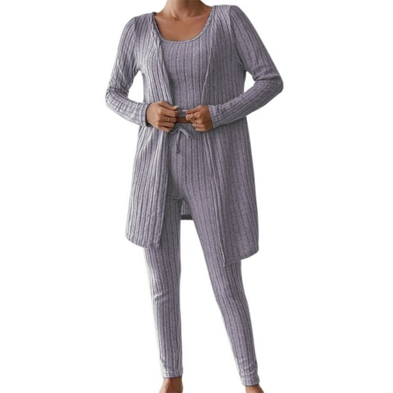 sususu Womens Lounge Set,Matching Set Knit Tracksuit Set with Comfortable Crewneck Top and Jogger Pants for a Soft Stretchy Outfit Ideal for Wear and Use Featuring Ribbed - Light Purple