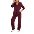 thumbnail image 1 of sususu Womens Sets,Fall Clothes Contemporary Women's Two Piece Trouser Set with Long Sleeve Zipper Top and Casual Pants for Everyday Fashion Outfit - Red, 1 of 5