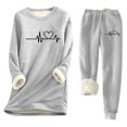thumbnail image 1 of sususu Womens Sweatsuits 2 Piece Set,Matching Set Women's Winter Thermal Trousers Suit Lined Print Pants Set For Cold Weather Comfort And Warmth - Light Gray, 1 of 3