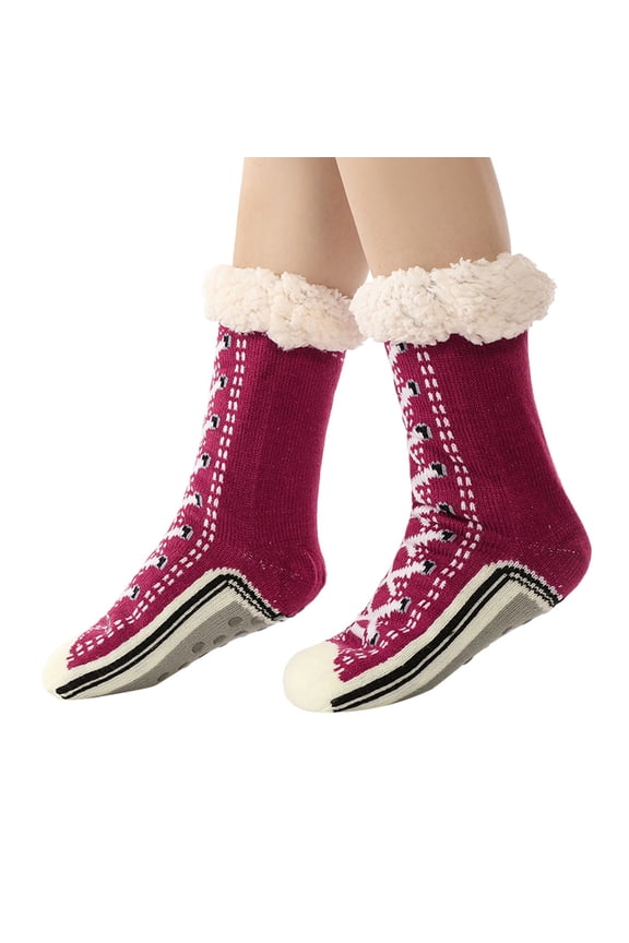 Wool Cable Socks,Slipper Socks for Women With Non Lined Slipper Socks