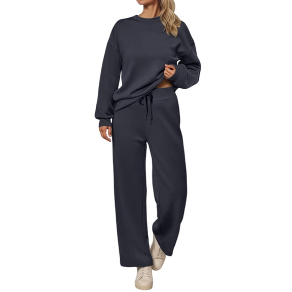 sususu Workout Sets for Women,Lounge Set Stylish Autumn Womens Trousers Suit Set Modern Long Sleeve Top and Pants Fashion Outfit for Fall Season Comfortable Daily Wear - GY2