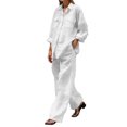 thumbnail image 1 of sususu Workout Sets for Women,Matching Set Women's Two Piece Trousers Set Long Sleeve Shirt and Loose Pants Comfortable Casual Outfit for Spring Autumn Daily Wear - White, 1 of 8