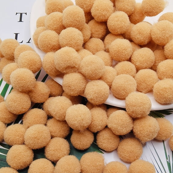suxuMhao 100 Pcs 1.2 Inch Khaki Craft Pom Pom Balls, Soft Elastic Fuzzy Polyester Balls, Reusable DIY Craft Supplies for Decor, Christmas Ornament & Handmade Art Projects
