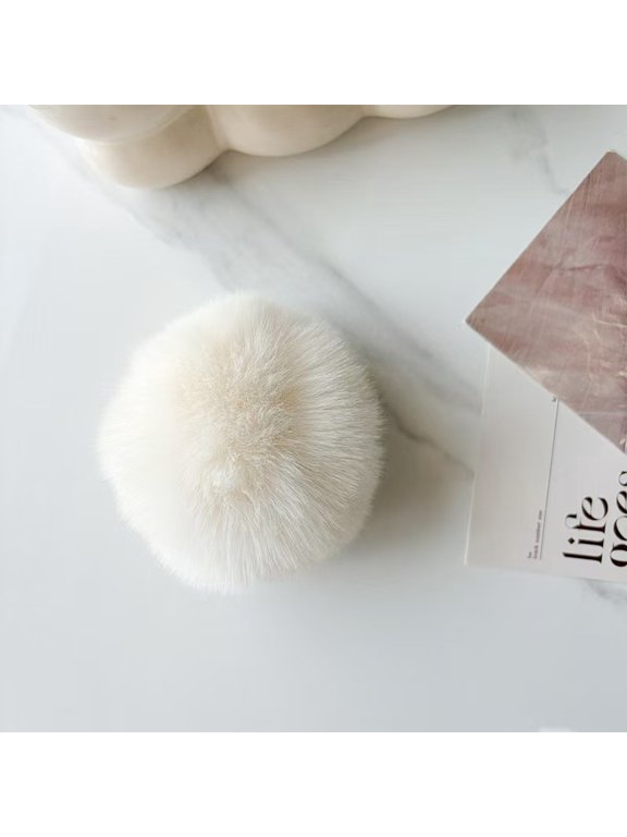 100 Pcs 2.4 Inch Off-White Craft Pom Poms, Long Fluffy Faux Fur Pom Pom Balls with Elastic Loop, Soft Furry Decorative Pompoms for Handmade DIY Crafts, Bag Charms, Keychain Ornaments