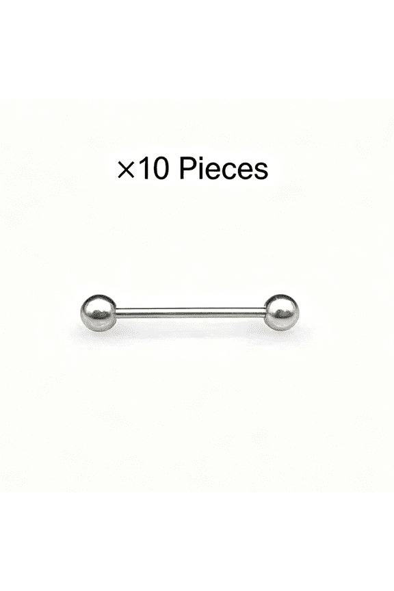 10PCS 14G 14MM Straight Barbell Silver Tongue Rings with 3MM Ball Metal Tongue Rings Jewelry Tongue Barbell Body Piercing Jewelry Tongue Jewelry for Daily Casual and Party Occasions