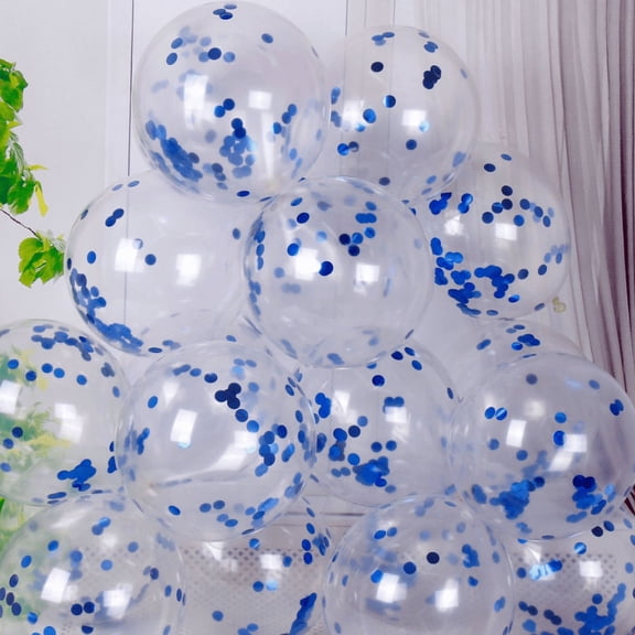 suxuMhao 12 Inch Glitter Balloons 100Pcs Clear Latex Balloons for Wedding Decor, Birthday Party, Outdoor Party, Round Inflatable Balloons for Arch Kit & Event Decoration, Blue