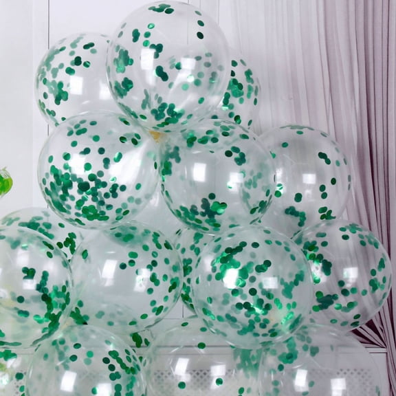 suxuMhao 12 Inch Glitter Balloons 100Pcs Clear Latex Balloons for Wedding Decor, Birthday Party, Outdoor Party, Round Inflatable Balloons for Arch Kit & Event Decoration, Green