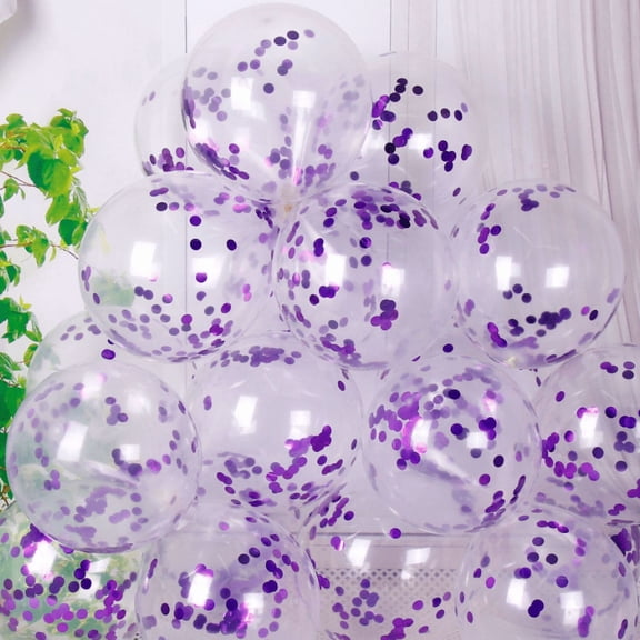 suxuMhao 12 Inch Glitter Balloons 100Pcs Clear Latex Balloons for Wedding Decor, Birthday Party, Outdoor Party, Round Inflatable Balloons for Arch Kit & Event Decoration, Purple