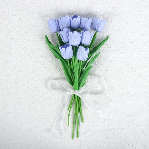 suxuMhao 12Pcs Light Blue Purple Real Touch Tulips 13 Inches Artificial Tulips Bouquet Faux PU Tulip Flowers Spring Decoration for Living Room Home Wedding Party Table Decor, Style 1