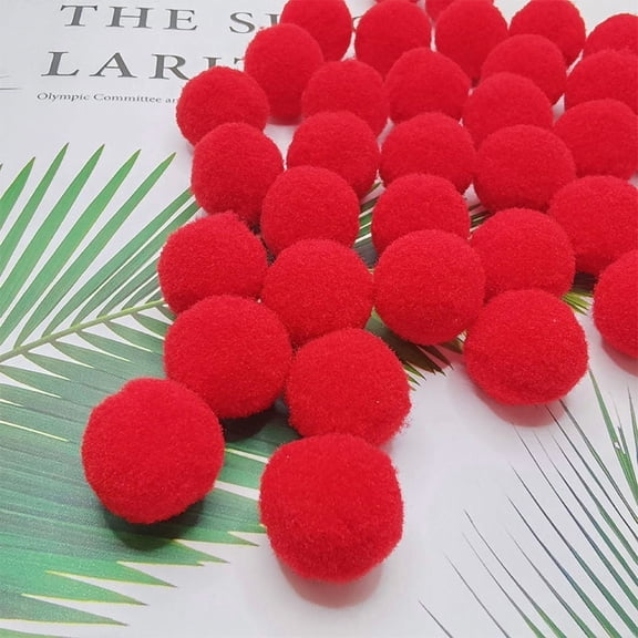 suxuMhao 150 Pcs 1Inch Red Craft Pom Pom Balls, Soft Elastic Fuzzy Polyester Balls, Reusable DIY Craft Supplies for Decor, Christmas Ornament & Handmade Art Projects A