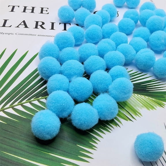 suxuMhao 200 Pcs 1Inch Blue Craft Pom Pom Balls, Soft Elastic Fuzzy Polyester Balls, Reusable DIY Craft Supplies for Decor, Christmas Ornament & Handmade Art Projects A
