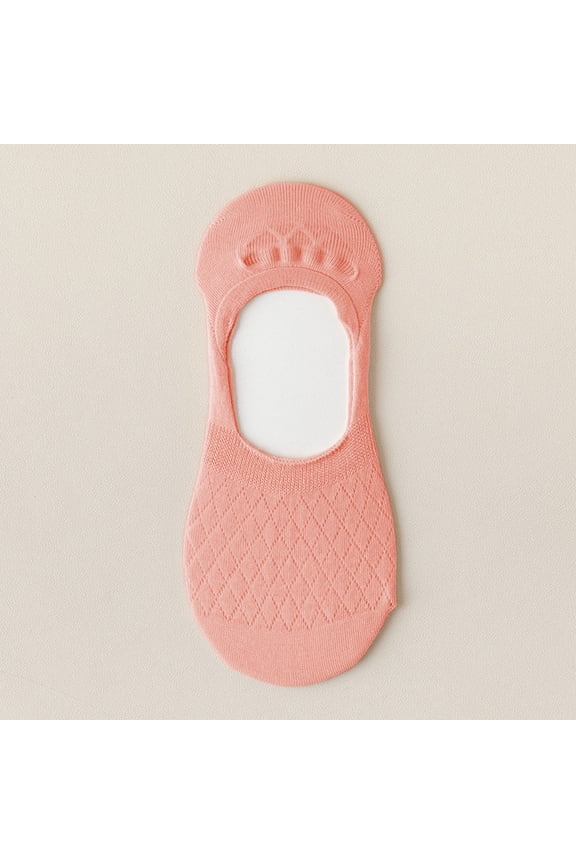 Argyle Pattern Style No-Show Socks, Footie Socks Invisible Liner Socks Low-Cut Socks With Silicone, Summer Thin & Breathable, Pink, One Size Fits Most, 5 Pairs Comfortable Daily Wear