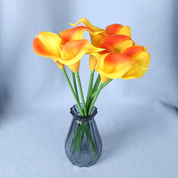 suxuMhao Artificial Calla Lilys-10 Pcs 13.4IN Orange Yellow Artificial Flowers,Ideal Home Decor,Artificial Flowers Bulk for Indoors,Decoration Flowers & Bulk Faux Flowers,Perfect for Indoor Decor