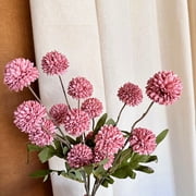 suxuMhao Artificial Flowers - 5 Pcs 20IN Dark Pink Artificial Ball Mums, Mums Artificial Flowers for Outdoors/Indoors, Fake Mum Flowers, Artificial Fall Flowers for Home Garden Patio Balcony Decor