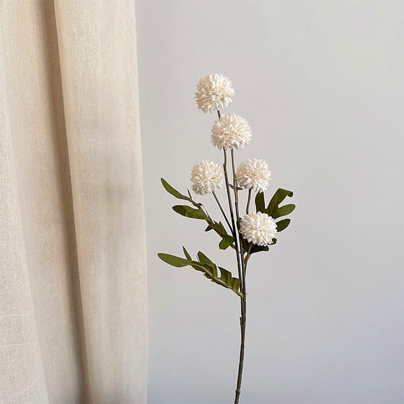 suxuMhao Artificial Flowers - 5 Pcs 20IN White Artificial Ball Mums, Mums Artificial Flowers for Outdoors/Indoors, Fake Mum Flowers, Artificial Fall Flowers for Home Garden Patio Balcony Decor​