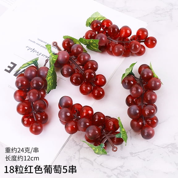 suxuMhao Artificial Grapes,10 Packs 4.72 IN Simulation Fruit,18-Grapes Bunch Fake Fruits,Faux Fruit for Home Decor,Artificial Fruits & Vegetables Decor Fruit for Holiday & Retail Display, Red