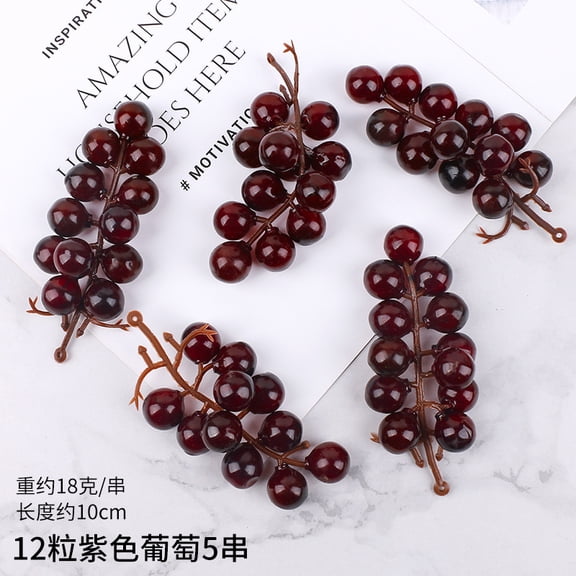suxuMhao Artificial Grapes,10 Packs 4 IN Simulation Fruit,12-Grapes Bunch Fake Fruits,Faux Fruit for Home Decor,Artificial Fruits & Vegetables Decor Fruit for Holiday & Retail Display, Pueple