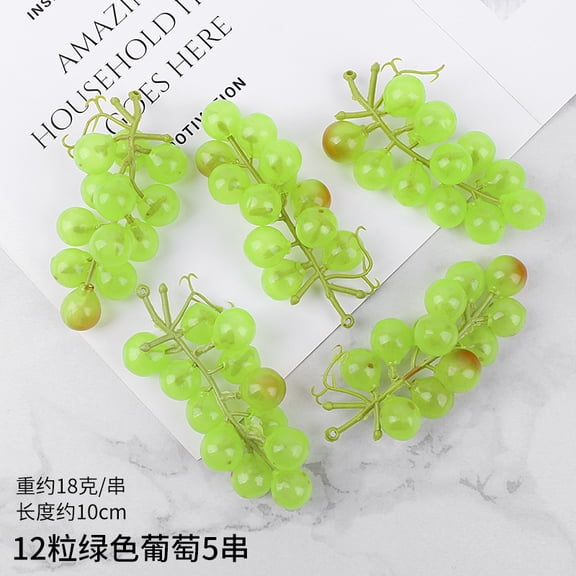 suxuMhao Artificial Grapes,10 Packs 4 IN Simulation Fruit,12-Grapes Bunch Fake Fruits,Faux Fruit for Home Decor,Artificial Fruits & Vegetables Decor Fruit for Holiday & Retail Display, Green