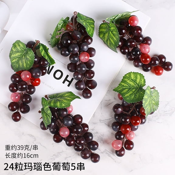 suxuMhao Artificial Grapes,5 Packs 6.3 IN Simulation Fruit,24-Grapes Bunch Fake Fruits,Faux Fruit for Home Decor,Artificial Fruits & Vegetables Decor Fruit for Holiday & Retail Display, Colorful
