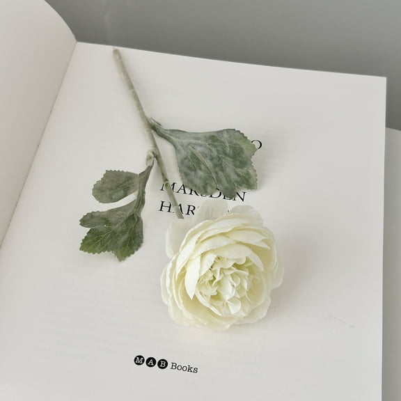 suxuMhao Artificial Ranunculus-5 Pcs Realistic Silk Flowers Faux Flowers,Outdoor Flowers UV Resistant Fake Flowers,Living Room Dining Table Decoration Floral Ornaments,Size 9.45×2.75IN​,White