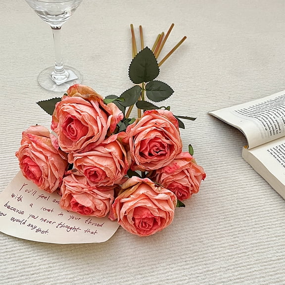 suxuMhao Artificial Roses, 17in Fake Roses - Dark Pink,2 Bouquets Artificial Flowers, Plastic Rose for Home/Wedding/Party Decor, Realistic Roses Artificial Flowers Long-Lasting Fake Roses