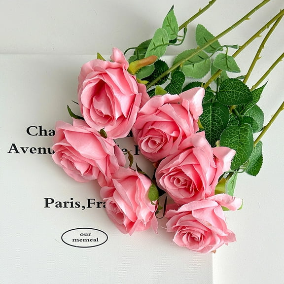 suxuMhao Artificial Roses - 6 Pcs 20IN ramo de rosas artificiales, Realistic rose decor, Premium fake flowers, silk flowers bulk, Perfect flowers for centerpieces for Home Party Decor,Dark Pink