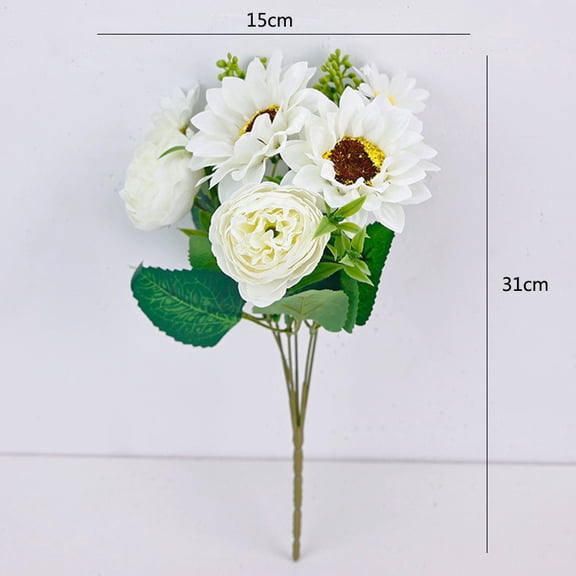 suxuMhao Artificial Sunflowers, 5 Pcs Fake Sunflowers 12.2×5.91IN, Fake Flowers for Decor,Fall Flowers Artificial for Decoration, Sunflowers Artificial Flowers for Indoor/Outdoor, White