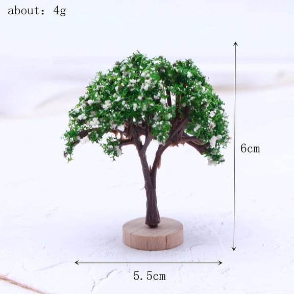 suxuMhao Artificial Trees, 10 Pcs 2.1*2.3in Fake Trees Faux Trees, Sand Table Model Tree Scene Model Tree Decor Trees Simulated Tree, Green+White Plastic Decor Realistic Trees for Home Decor