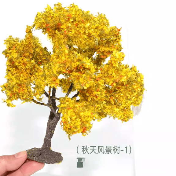suxuMhao Artificial Trees, 2 Pcs Yellow Fake Trees Faux Trees, 6.3*5.1in Simulated Wire Tree Sand Table Model Tree Decor Trees Scene Model Tree, Realistic Faux Trees for Home Decor, Style 1