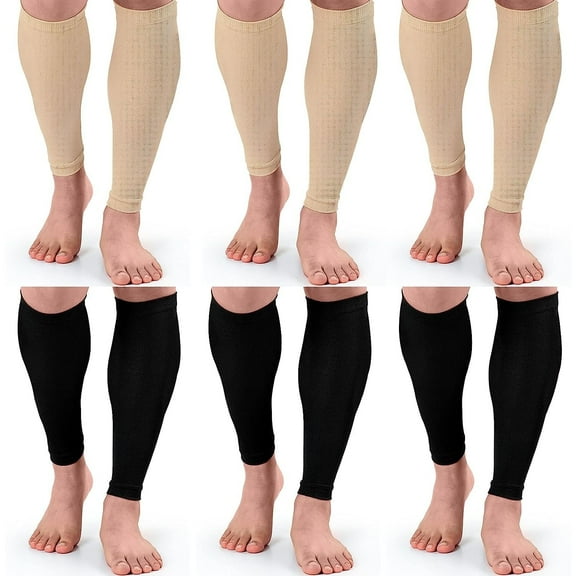 suxuMhao Athletic Compression Socks - Compression Socks for Sports, Performance Compression Socks, 6 Pairs (Skin Tone & Black), 12in, L Size , Ideal for Fitness & Daily Sports
