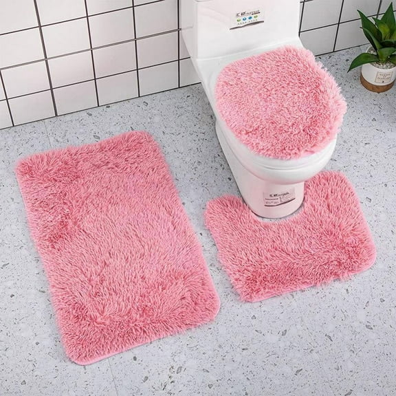 suxuMhao Bathroom Rugs Set, Bathroom Rug Sets ,3 Piece, 50*80cm, rugs for bathroom Pink 1 Set Soft Silk-Fleece Polyester Bath Rugs for Bathroom Floor Protection & Comfort