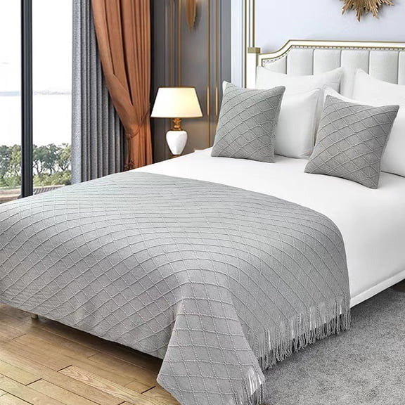 suxuMhao Bed Blankets - 1 Piece 5070in Soft Throw Blanket, Solid Color Design Couch Blanket & Air Conditioning Blanket, Cozy Fall Throw Blanket for Home Comfort, Light Gray