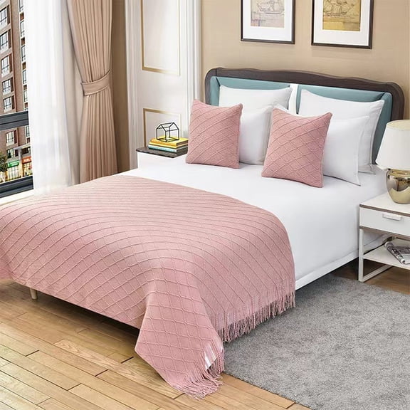 suxuMhao Bed Blankets - 1 Piece 5190in Soft Throw Blanket, Solid Color Design Couch Blanket & Air Conditioning Blanket, Cozy Fall Throw Blanket for Home Comfort, Pink