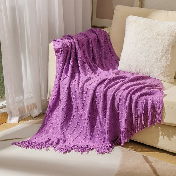 suxuMhao Bed Blankets - 1 Piece 5190in Soft Throw Blanket, Solid Color Design Couch Blanket & Air Conditioning Blanket, Cozy Fall Throw Blanket for Home Comfort, Purple