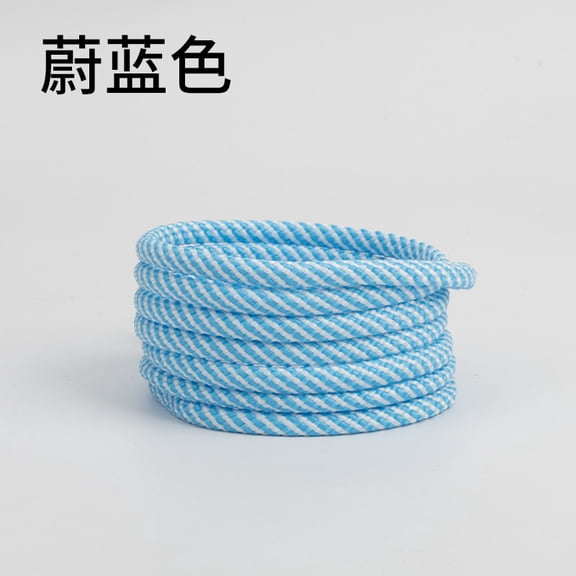 suxuMhao Blue & White Braided Cord Braided Drawstring Cord Colorful Striped Braided Rope Craft Rope 5mm Thick 16.4 Yards Durable Polyester Braided Rope for DIY Craft Making 1 Roll