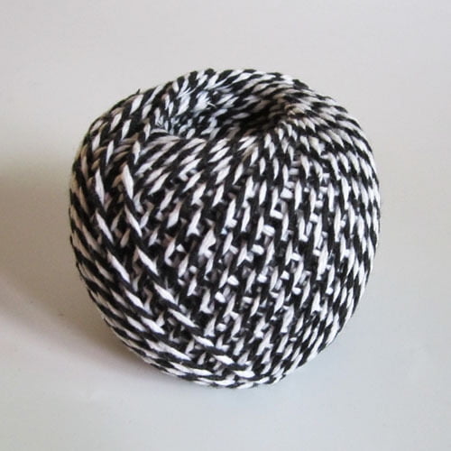 suxuMhao Braided Cotton Rope, 2.47oz/93yd, White + Black, 1 Roll Soft Cotton Twine, DIY Rope for Crafts, Thin Cotton String & Decorative Rope for Home Decoration and DIY Projects