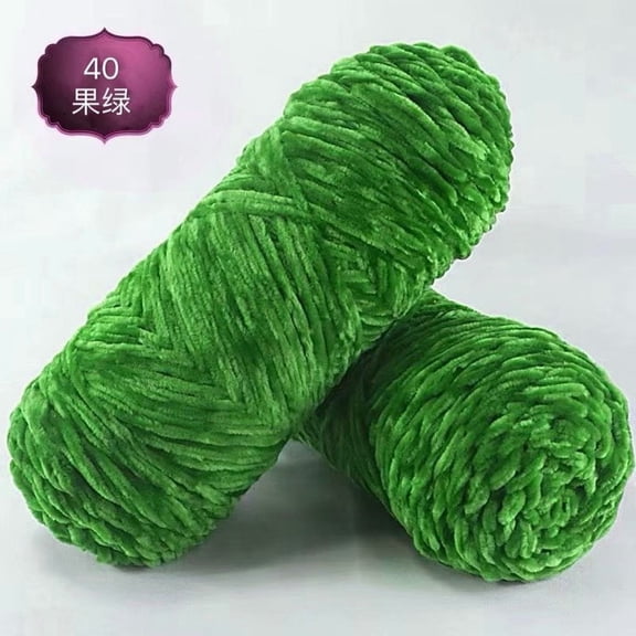 suxuMhao Chenille Gold Velvet Yarn - 2 Roll 190g, Each roll weighs 95g, Green, Soft Yarn, Crochet Yarn Soft, Medium Coarse Yarn, High-Quality Polyester Yarn for Knitting & Crochet Crafts