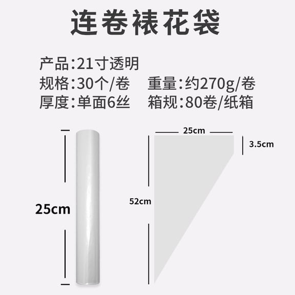 suxuMhao Clean Disposable Piping Bags, 20-Inch Pastry Bag Frosting Bag Icing Bag Decorating Bag, 60Pcs/2 Rolls Thickened LDPE Disposable Piping Bags for Baking Cake Decoration