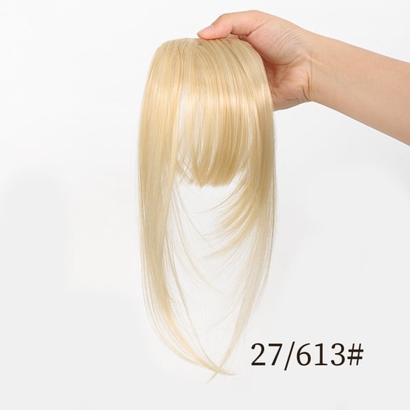 suxuMhao Clip-in Bangs - 1 Piece Glueless Wig, Synthetic Wig with Bangs, Bangs Hair Extensions & Bangs Wig Piece, Simulated wig,Sideburn 12in, Bangs 7in, Blonde Wig, Styling Essential