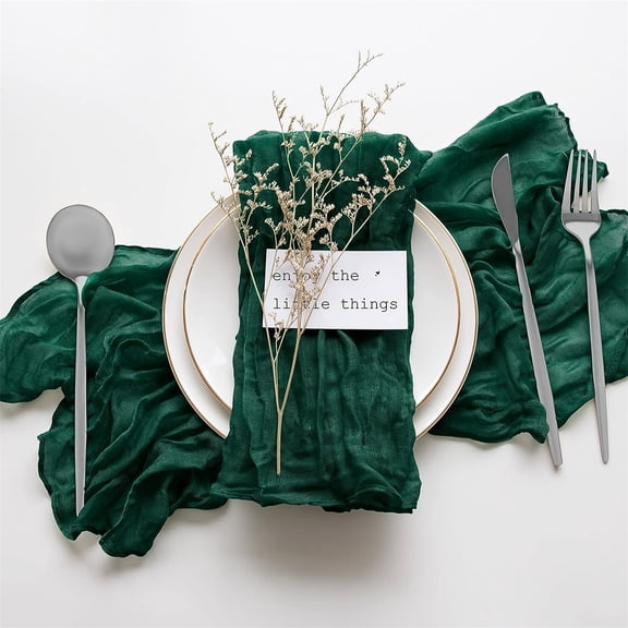 suxuMhao Cloth Napkins, Dark Green Bohemian Ruched Gauze Dinner Napkins, Soft Decorative Fabric Table Linens,19.719.7 Inch,6 Pcs Elegant Table Decor for Wedding,Party and Special Event Dining