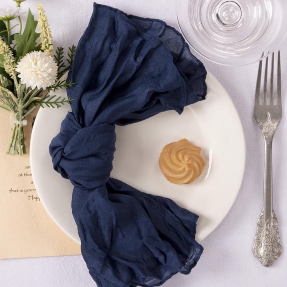 suxuMhao Cloth Napkins, Dark blue Bohemian Ruched Gauze Dinner Napkins, Soft Decorative Fabric Table Linens,19.719.7 Inch,6 Pcs Elegant Table Decor for Wedding,Party and Special Event Dining