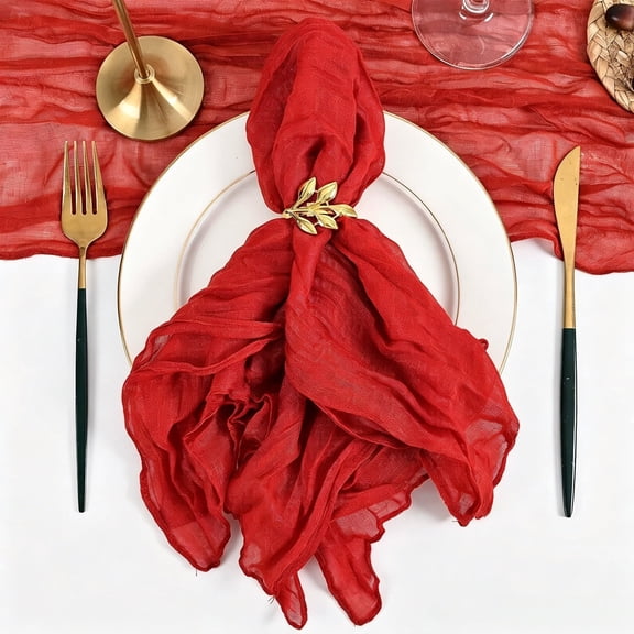 suxuMhao 36 Pcs Cloth Napkins, Red Bohemian Ruched Gauze Dinner Napkins, Soft Decorative Fabric Table Linens,19.719.7 Inch, Elegant Table Decor for Wedding,Party and Special Event Dining